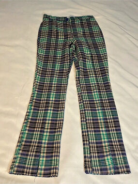 Womans Urban Outfitters Plaid Flare Pants in Green & Blue Size 2/UK 6
